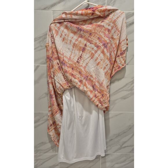 2X Forever 21 Orange White Tie Dye Maxi Sundress Spaghetti Straps Lined Rayon - Picture 6 of 8